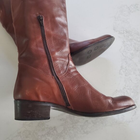 Sesto Mieucci Made in Italy Chestnut Brown Leather Riding Style Boot sz 10 - Picture 9 of 14